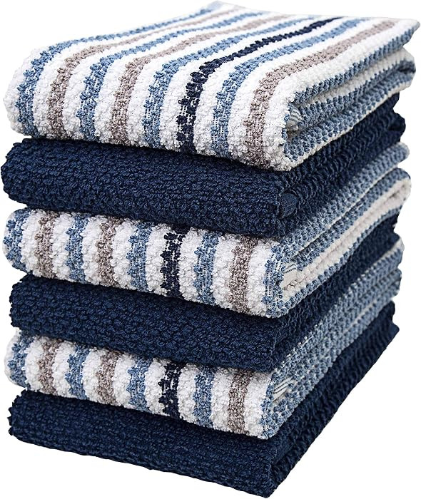 Premium Kitchen Towels (16”x 26”, 6 Pack) | Large Cotton Kitchen Hand Towels | Popcorn Stripe... | Amazon (US)
