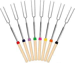 Marshmallow Roasting Sticks 8Pcs Extendable 32inch Long Metal Barbecue Skewers For Grilling Set,T... | Amazon (US)