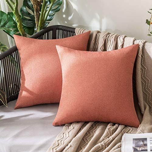 Pack of 2 Decorative Outdoor Solid Waterproof Throw Pillow Covers Spring Faux Linen Garden Farmho... | Amazon (US)