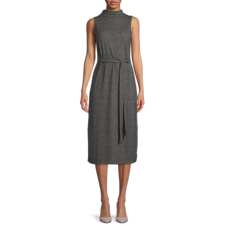 Time and Tru Women's Sleeveless Mock Neck Knit Dress | Walmart (US)