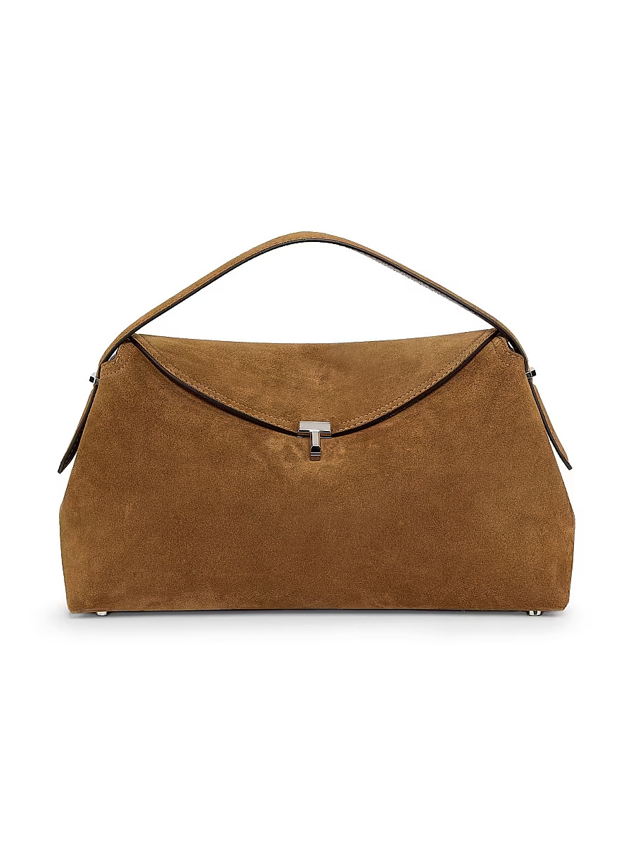 Women's T-Lock Suede Top Handle Bag - Tobacco | Saks Fifth Avenue
