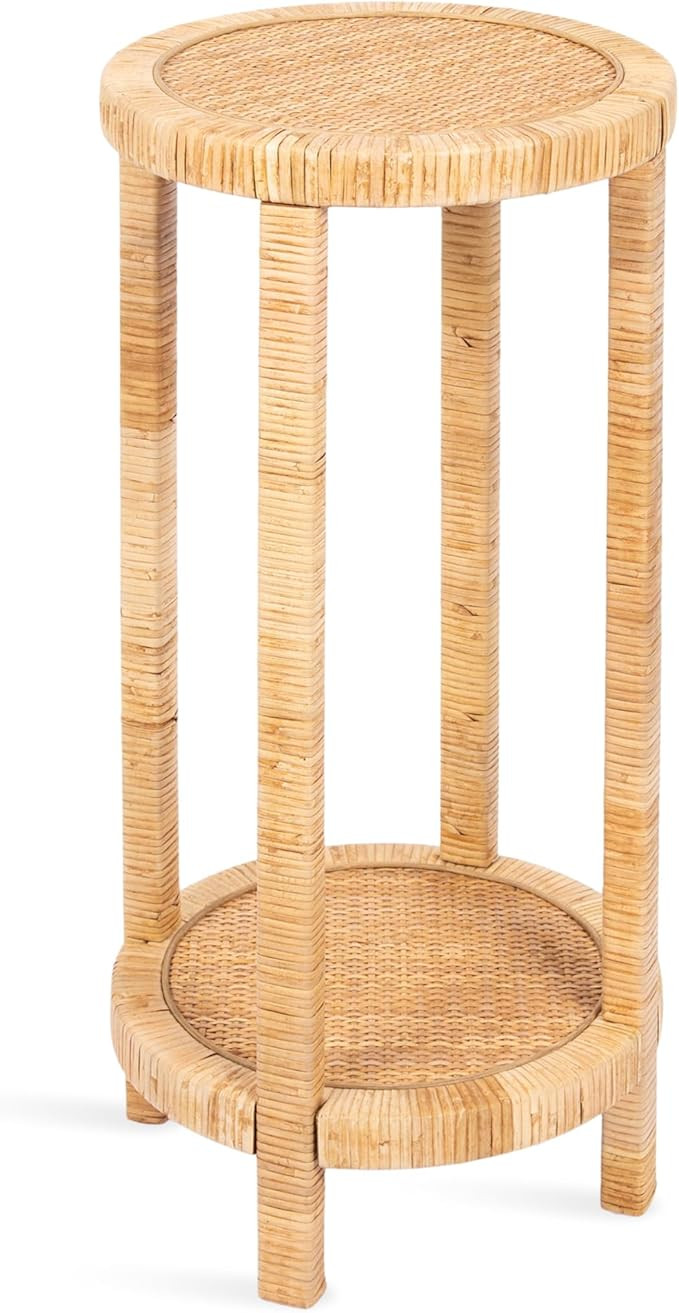 Kate and Laurel Rafina Round Rattan Drink Table, 13 x 13 x 28, Natural Brown, Transitional Boho C... | Amazon (US)