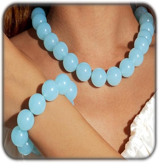 Colorful Chunky Beaded Necklace for Women Acrylic Bead Choker Necklaces Fashion Large Round Beads... | Amazon (US)