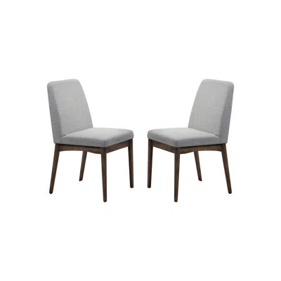 Set Of 2 Upholstered Dining Chairs, Grey Fabric With Black Legs | Wayfair North America