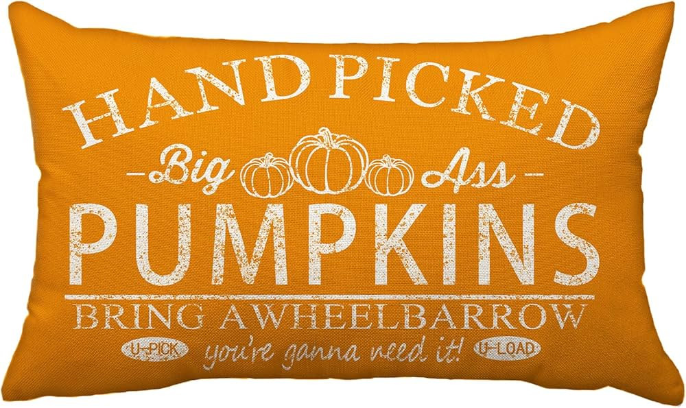 Amazon.com: Fall Pillow Covers 12x20 inch Hand Picked Pumpkin Lumbar Throw Pillow for Fall Farmho... | Amazon (US)