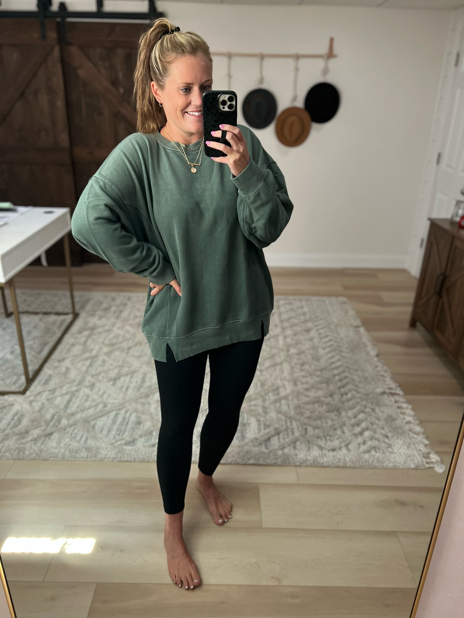 Aerie pullover 
Aerie Leggings 
Comfy clothes 
Work from home 

#LTKFitness #LTKSeasonal #LTKFind