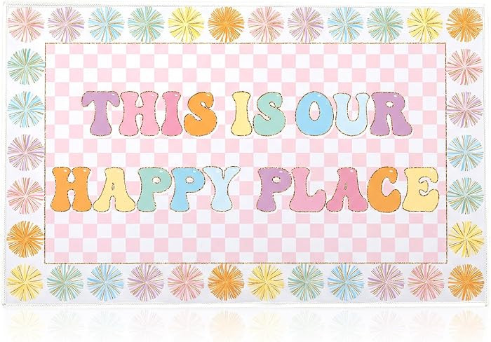 6 x 8.4 ft Large Classroom Rug Pastel Pink Checkered Area Rug for Back to School Decor, Education... | Amazon (US)