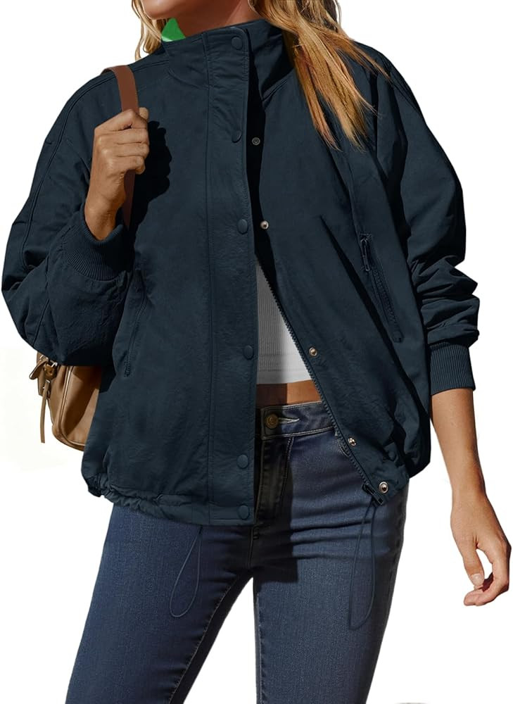 Tankaneo Womens Fleece Lined Cropped Jackets Full Zip Oversized Casual Coats Winter Warm Outerwea... | Amazon (US)