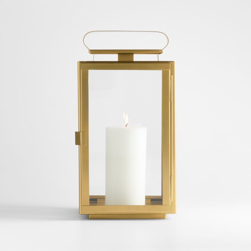 Walker Brass Finish Metal Outdoor Lantern 17.75" + Reviews | Crate & Barrel | Crate & Barrel