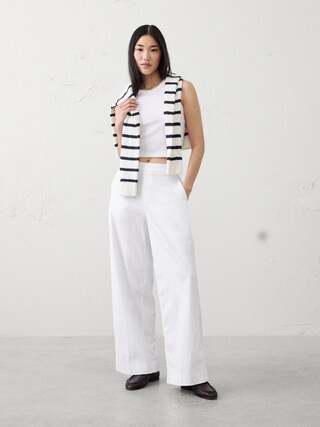 Wide-Leg High-Rise Linen-Blend Pant | Banana Republic Factory