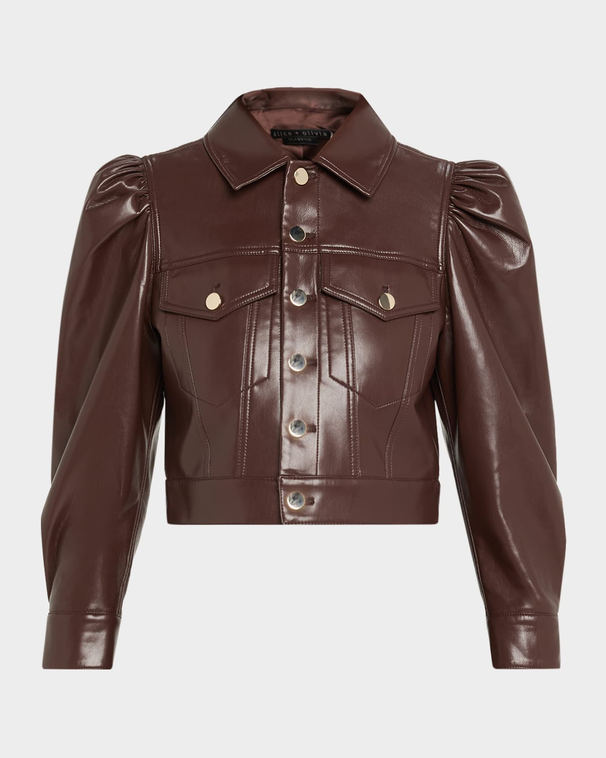 Lana Vegan Leather Puff-Shoulder Jacket | Neiman Marcus