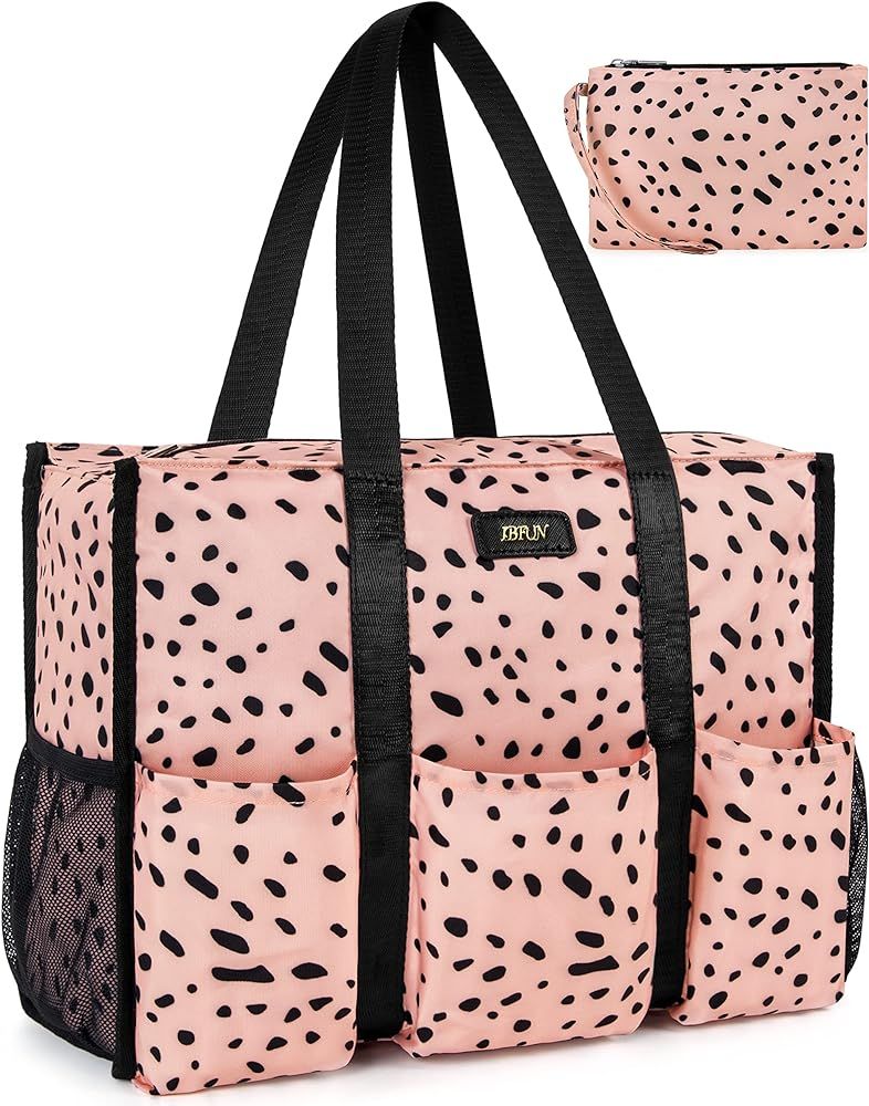 IBFUN Utility Tote Bag with 14/24 Pockets Zip Top Teacher Tote Bag for Teacher/Work Women | Amazon (US)
