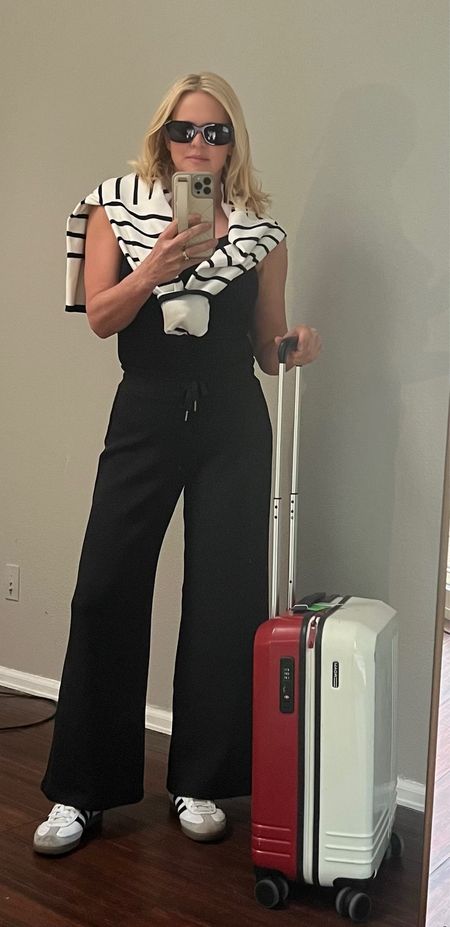 Airport outfit. Elevated travel outfit. Comfortable but make it stylish. #airportoutfit #chictraveloutfit #airessentials #spanxairessentials #adidassambas

#LTKover40 #LTKstyletip #LTKtravel