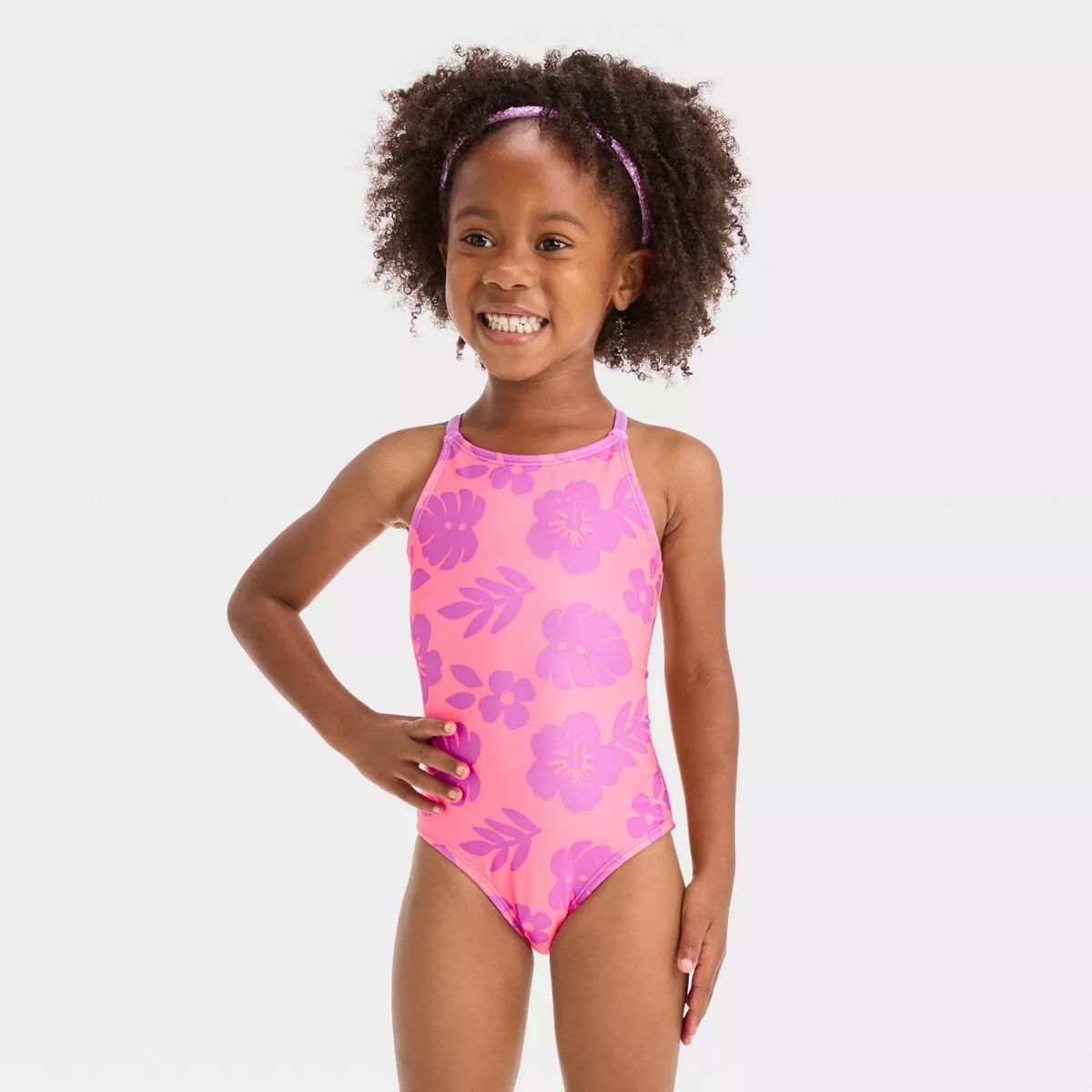 Toddler Girls' Hibiscus Floral One Piece Swimsuit - Cat & Jack™ | Target