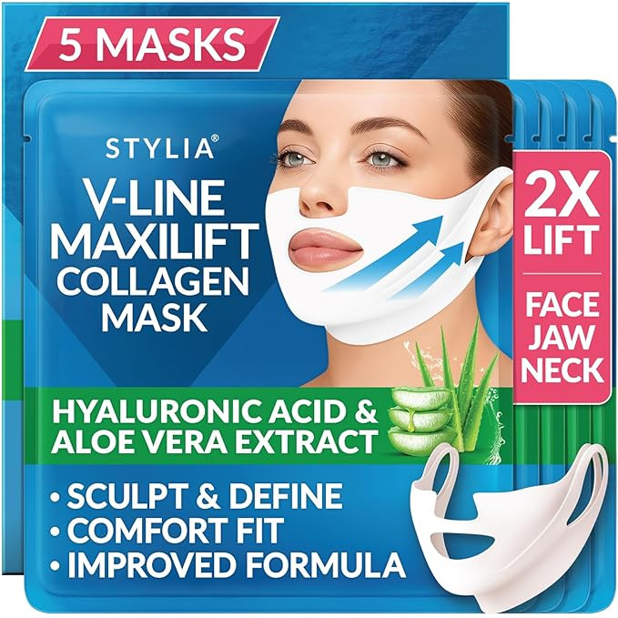 Stylia MaxiLift V-Line Lifting Collagen Face Mask - Advanced Double Chin Reducer - Jawline Shaper... | Amazon (US)