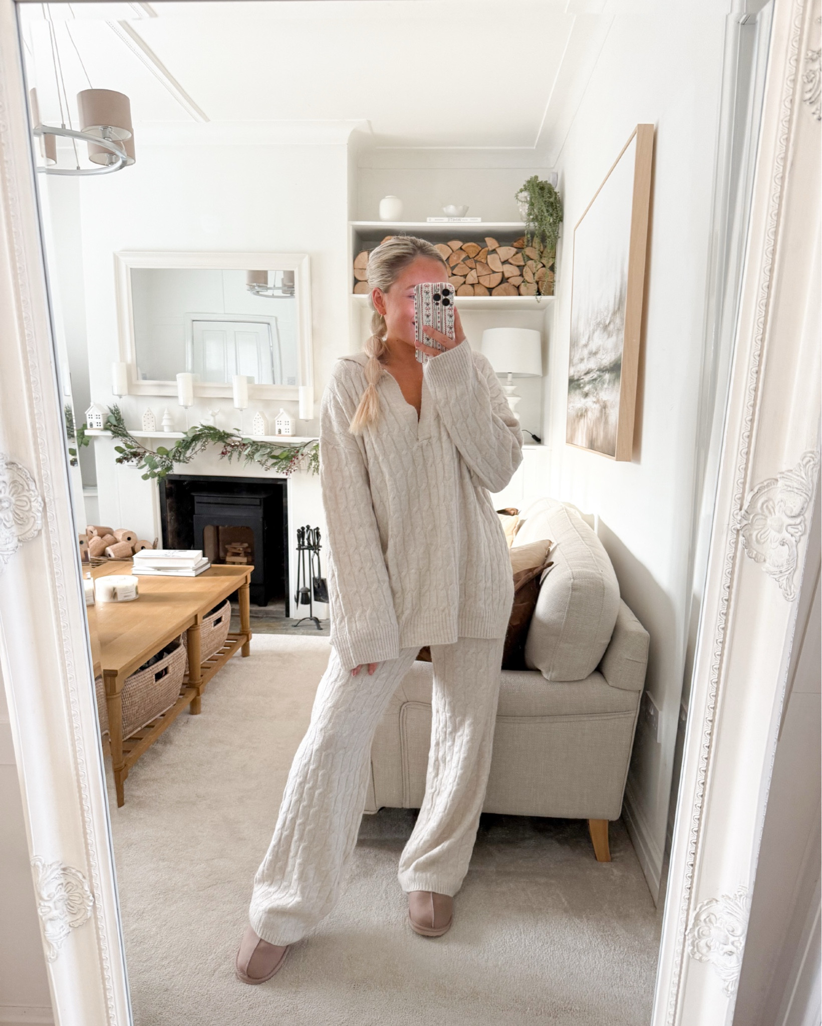 Cosy co-ord ☁️🤍 I’m 5ft 3 wearing size small trousers & Small top. Could have got a sized down in the top really!  So comfy and cute! My colour is natural white! 

#LTKwinter #LTKstyletip #LTKuk