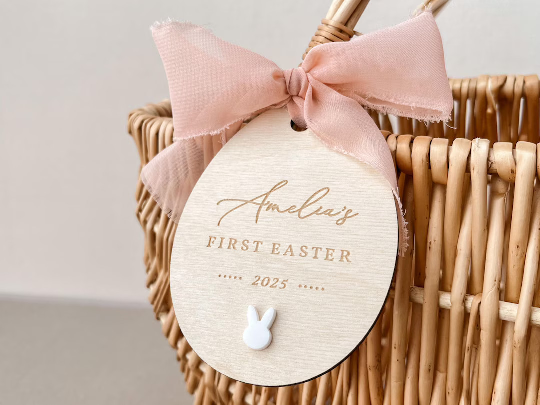 Baby First Easter Basket Name Tag Baby Easter Basket Tag Bunny Personalized First Easter Gift Eas... | Etsy (US)