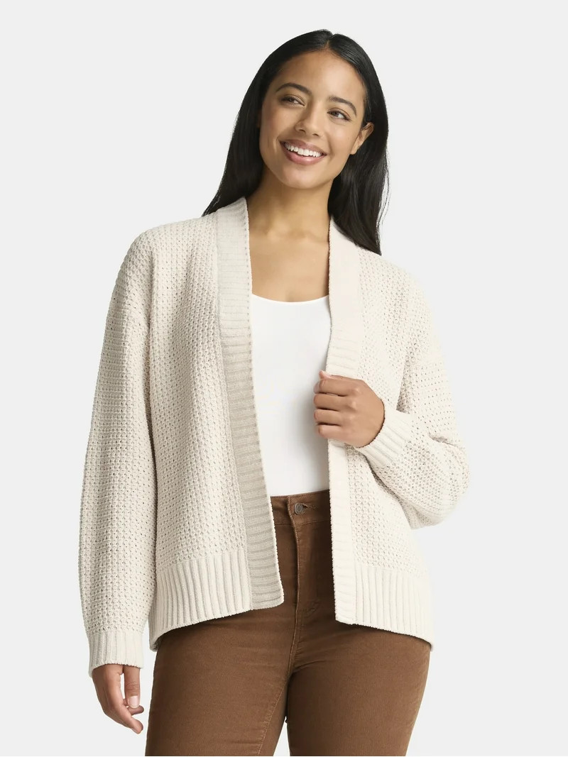 Time and Tru Women's Chenille Cardigan Sweater, Midweight, Sizes XS-XXXL | Walmart (US)