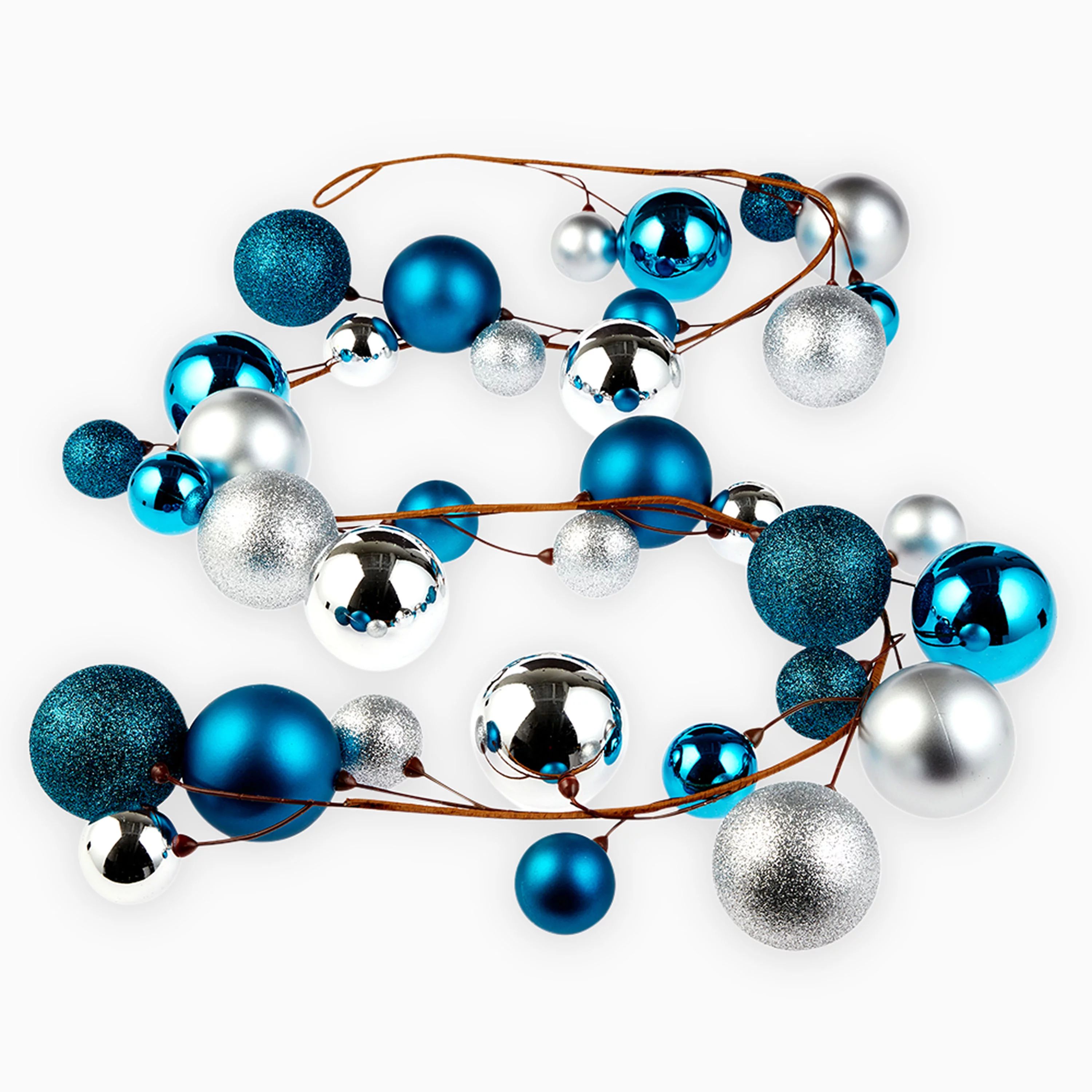 Holiday Time Teal and Silver Shatterproof Christmas Ball Garland, 72-Inch - Walmart.com | Walmart (US)