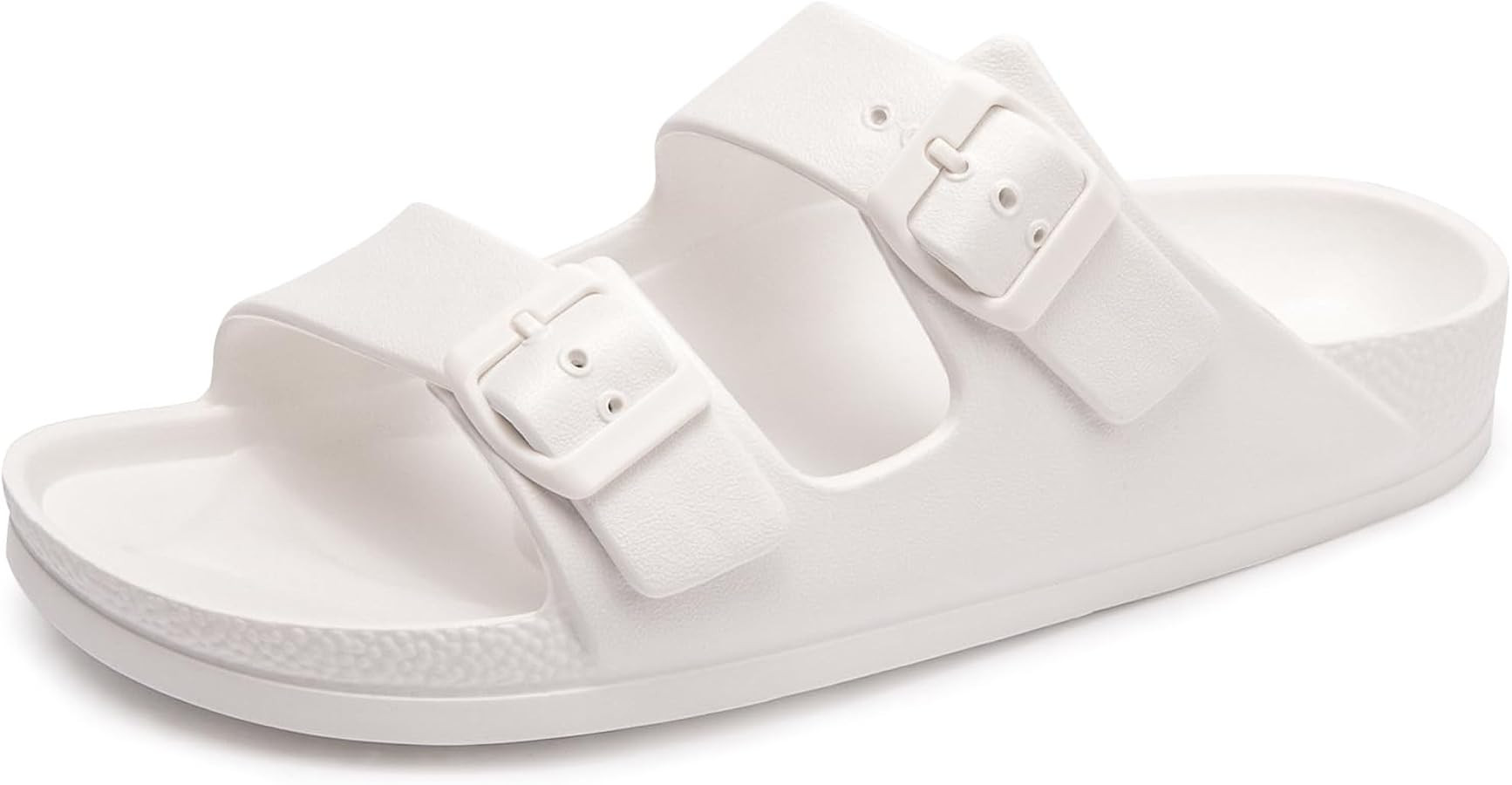FUNKYMONKEY Women's Comfort Slides Double Buckle Adjustable EVA Flat Sandals | Amazon (US)