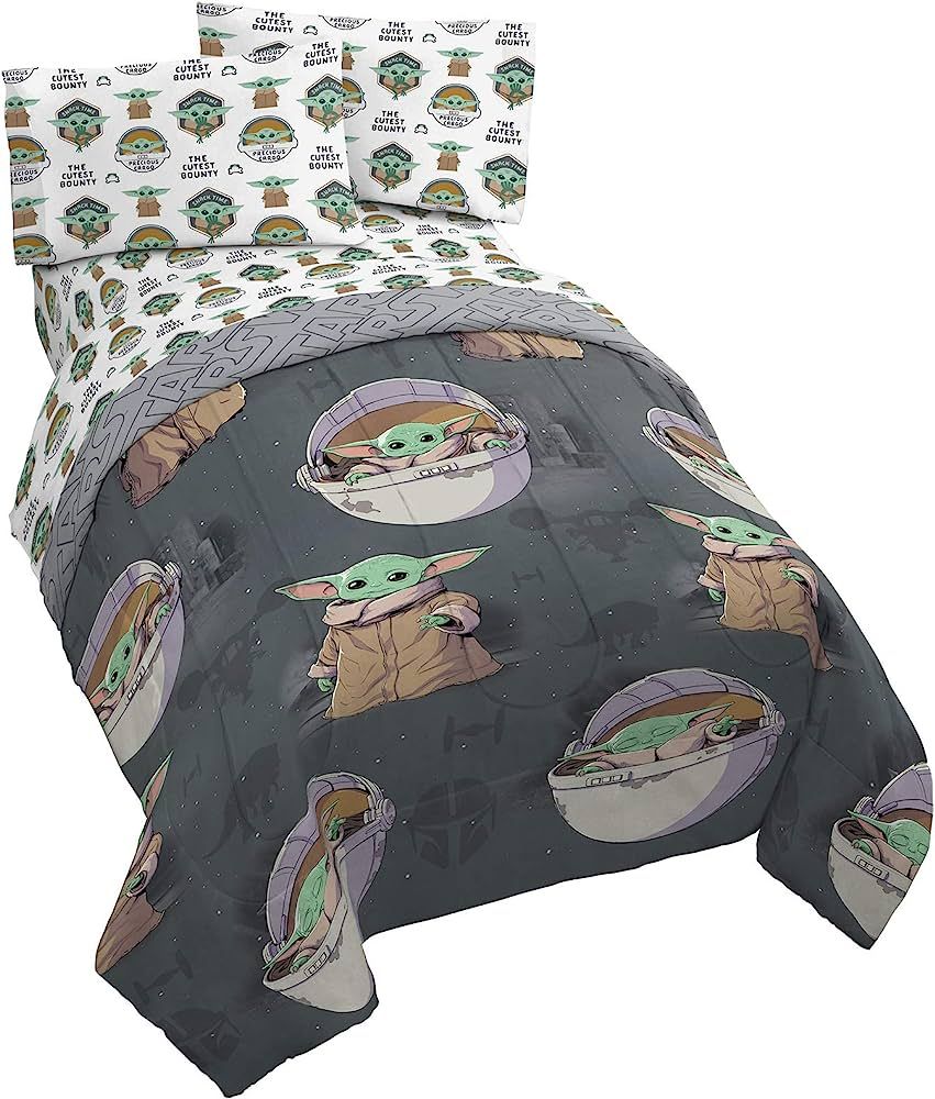 Jay franco StarWars The Mandalorian The Child 4 Piece Twin Bed Set-Includes Reversible Comforter&... | Amazon (US)