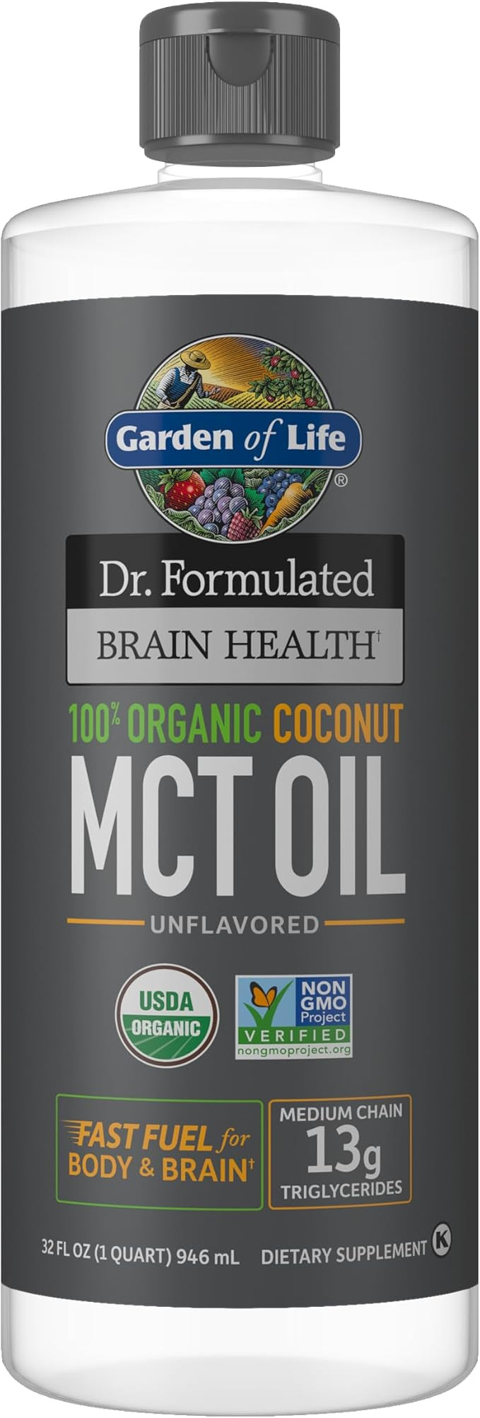 Garden of Life Dr. Formulated Brain Health 100% Organic Coconut MCT Oil 32 fl oz Unflavored, 13g ... | Amazon (US)