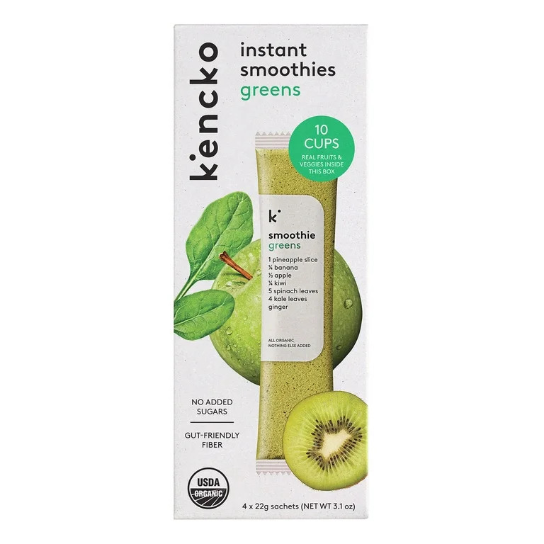 Kencko Greens Organic Instant Fruit & Veggie Smoothies, Powdered Drink Mix, .78 oz, 4 Pack | Walmart (US)