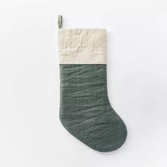 21" x 8" Christmas Woven Snowflake Stocking Green - Threshold™ designed with Studio McGee | Target