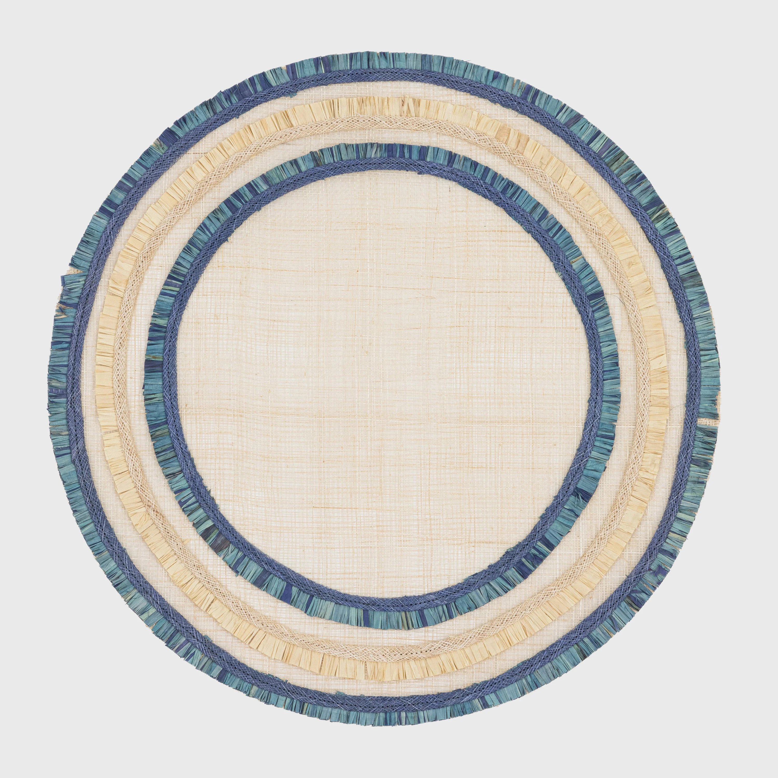 Ruffle edge straw placemat, indigo, set of four | Joanna Buchanan