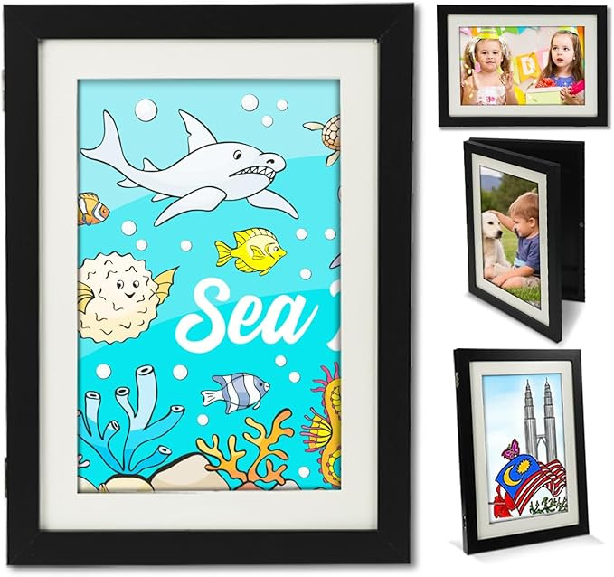 GOSLMYY Kids Art Frame, Kids Artwork Frames Changeable Holds 50 Pcs Picture Front Open Storage Pi... | Amazon (US)