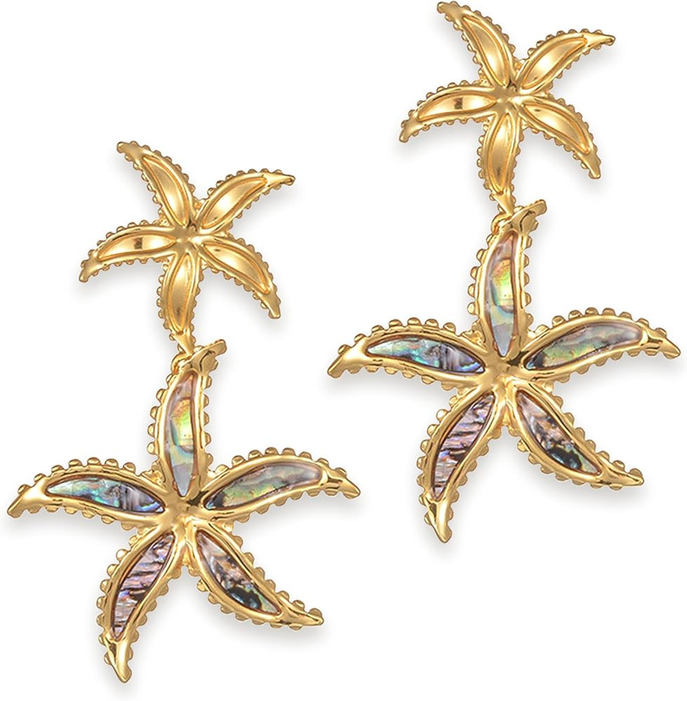 Sonateomber Large Gold Starfish Leaf Dangle Drop Earrings for Women, Elegant Seashell Dangling Ea... | Amazon (US)