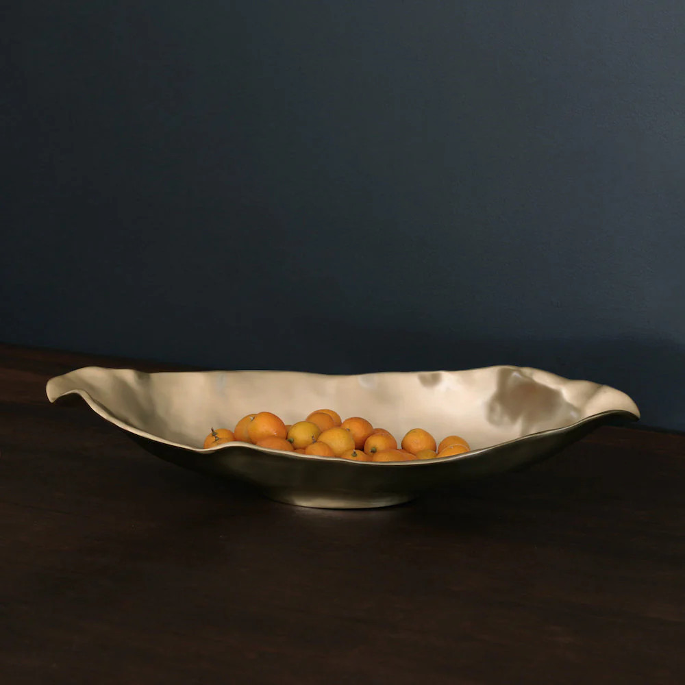 Beatriz Ball Sierra Modern Maia Gold Medium Long Oval Bowl | Sabavi Home
