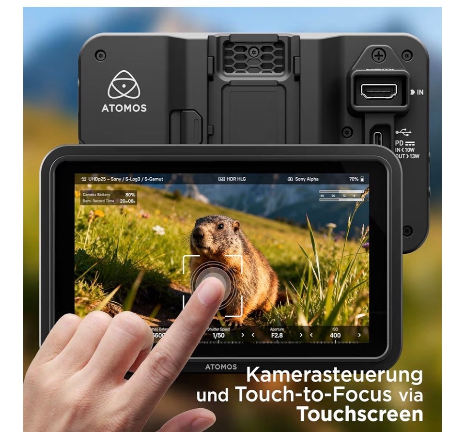 Atomos Shinobi II HDMI 4K Monitor with HDR Touchscreen, All Day Battery Life, and Lightweight Design (Black)