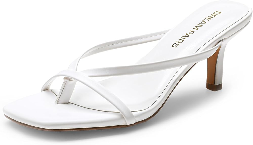 DREAM PAIRS Heels for Women Flip Flops Kitten Low Heels Open Square Toe Thong Heeled Sandals, Sex... | Amazon (US)