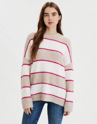 AE Striped Oversized Sweater | American Eagle Outfitters (US & CA)