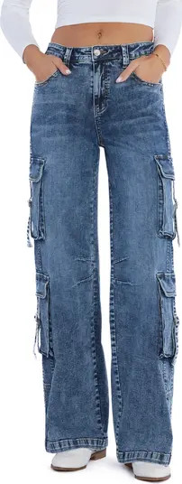 High Waist Straight Leg Cargo Jeans | Nordstrom