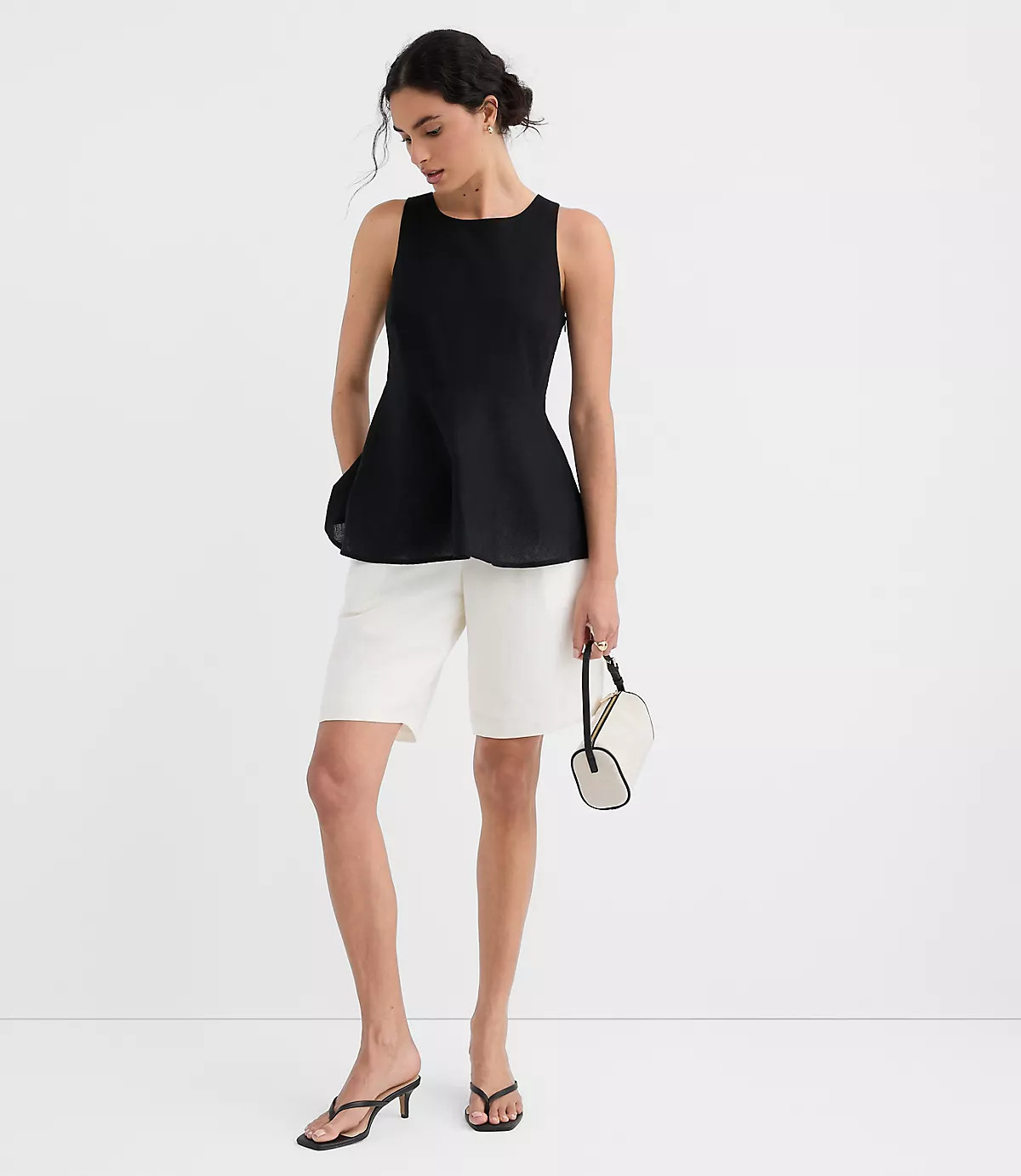 Linen Cotton Peplum Top | LOFT