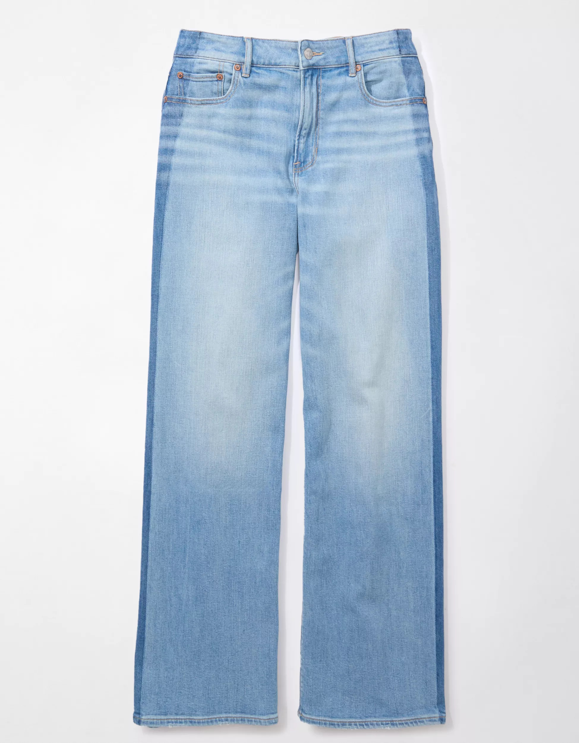 AE Dreamy Drape Stretch Side Stripe Super High-Waisted Baggy Wide-Leg Jean | American Eagle Outfitters (US & CA)