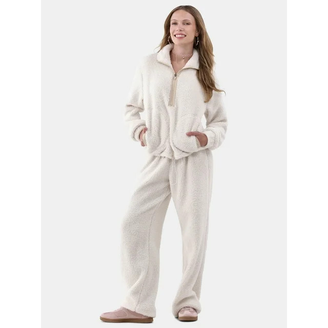 No Boundaries Plush Mock Neck Top and Pants Set, 2-Piece, Women’s - Walmart.com | Walmart (US)