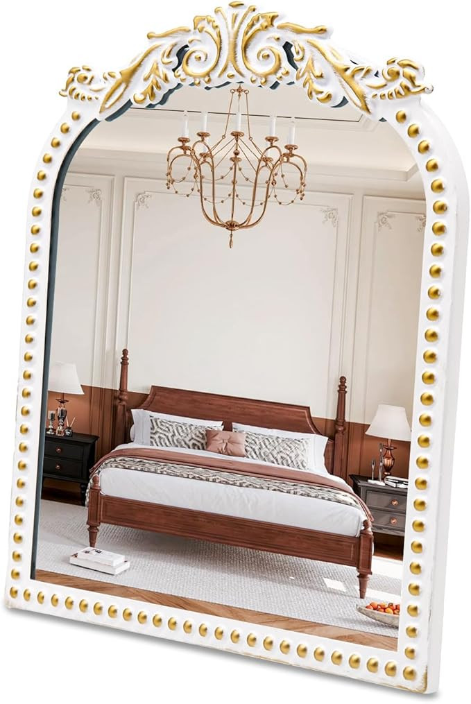 Vintage Vanity Mirror Makeup Mirror Antique Arched Table Mirrors for Dresser,Baroque Decor Ornate... | Amazon (US)