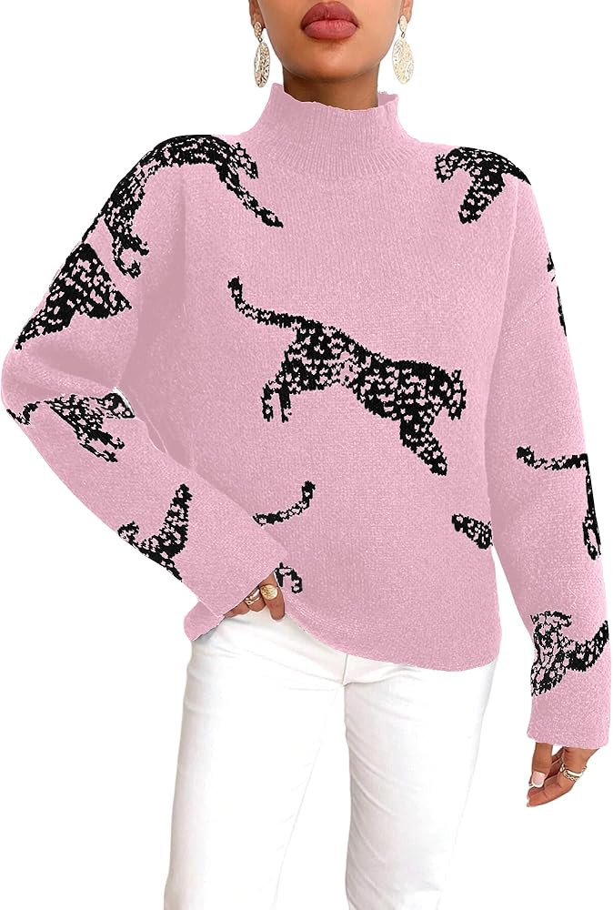 ZAFUL Flower Crochet Turtleneck Sweater for Women Pullover Puff Long Sleeve Boho Knit Sweaters Tr... | Amazon (US)