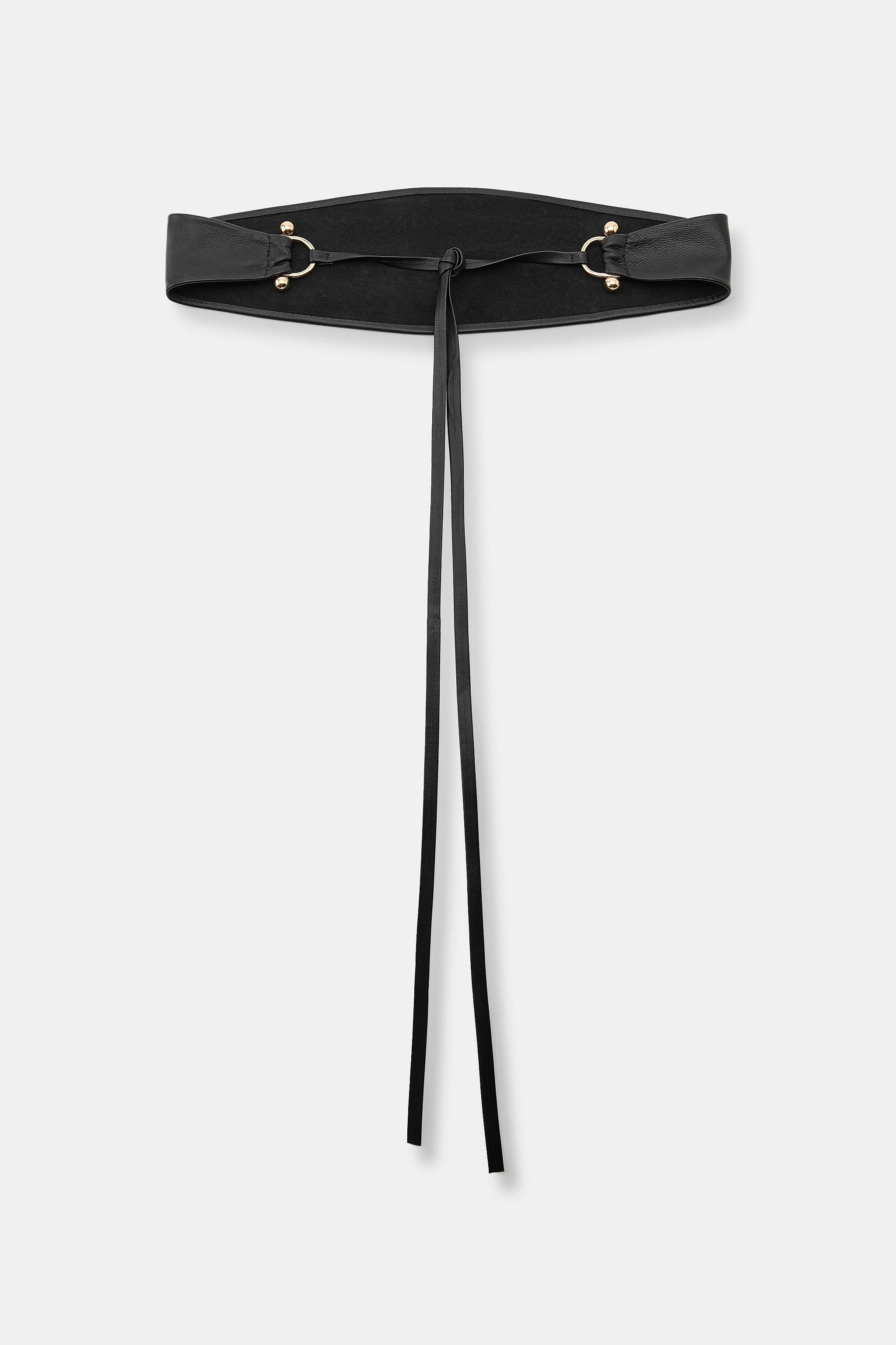 LEATHER OBI BELT WITH METAL BUCKLE | Zara US