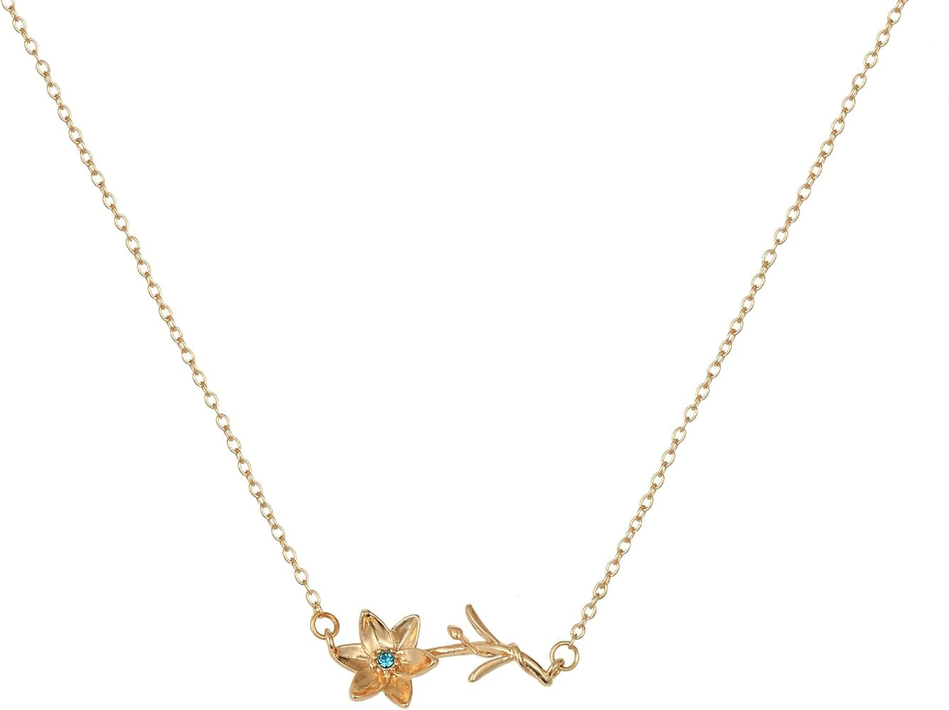 18K Gold Plated Birth Flower Necklace Women Dainty Horizontal Birth Month Flower Necklace Family ... | Amazon (US)
