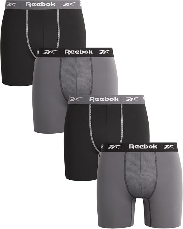 Reebok Men's Underwear - Performance Boxer Briefs with Fly Pouch (4 Pack) | Amazon (US)