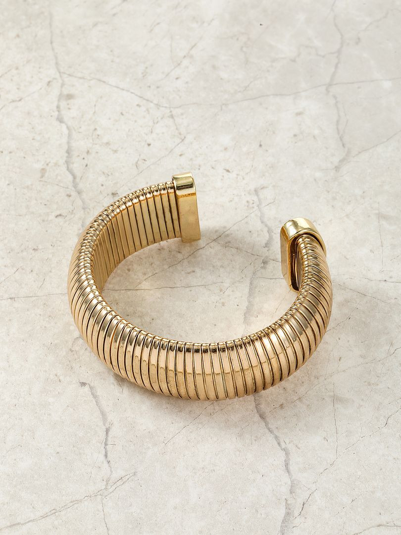 Time and Tru Goldtone Cuff Bracelet, Ribbed Texture, Female, 1 Piece | Walmart (US)