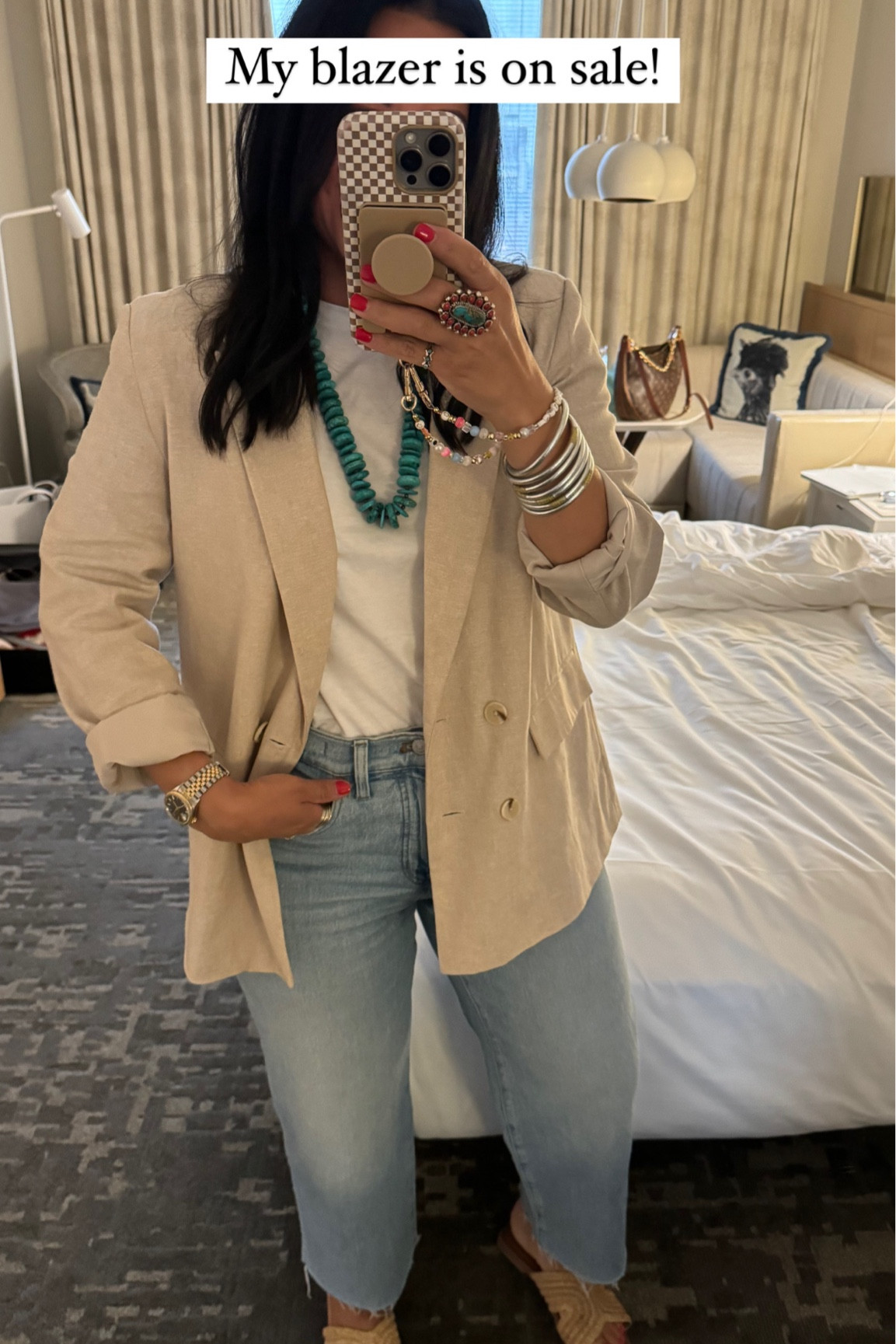  Blazer size medium (size down if you are between sizes), t-shirt size large, jeans size 29 (I’m a size 10), shoes fit tts  

#LTKMidsize #LTKWorkwear #LTKOver40