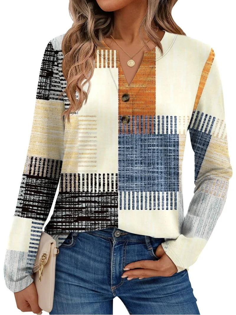 SUNBS Henley Blouses for Women Long Sleeve Shirts Fall Fashion Dressy Casual Tops Cute Work Outfi... | Walmart (US)