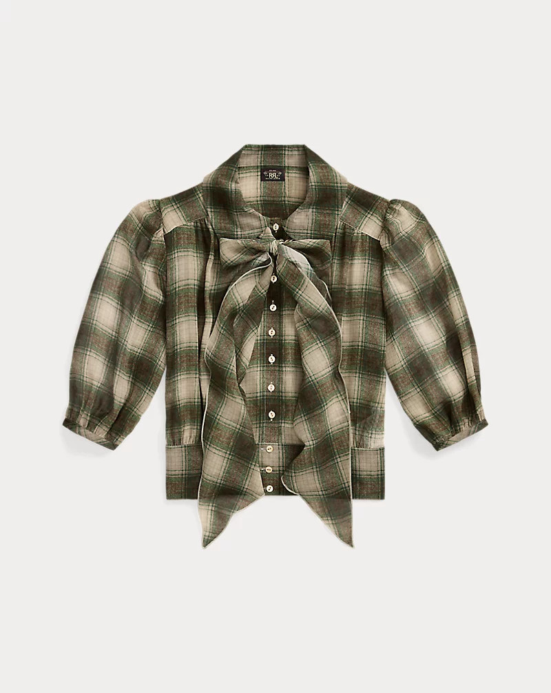Plaid-Print Silk Georgette Blouse | Ralph Lauren (UK)