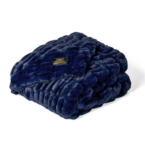 Minky Couture Hugs Blanket - Extra Plush Blanket for Premium Gifting - Stretchy Bubbled Cozy Throw - Silky Smooth - Durable & Machine-Washable - Travel-Friendly - Travel, Navy | Amazon (US)