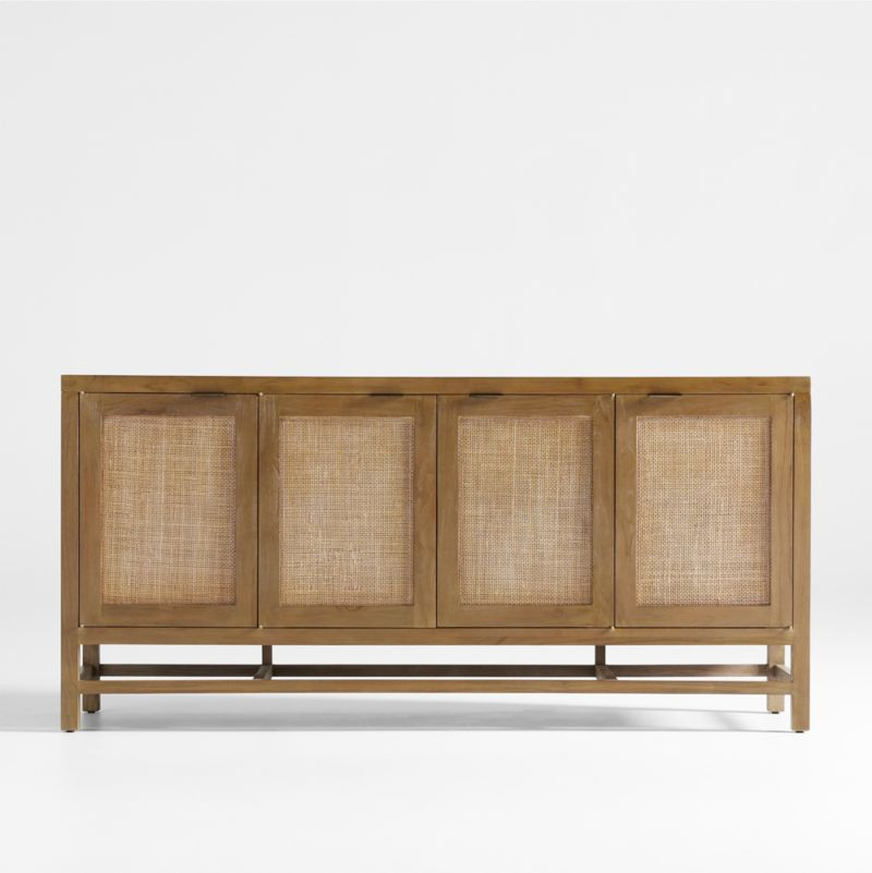 Blake Light Brown with Grey Wash Teak and Rattan 68" Media Console/TV Stand with Storage + Review... | Crate & Barrel